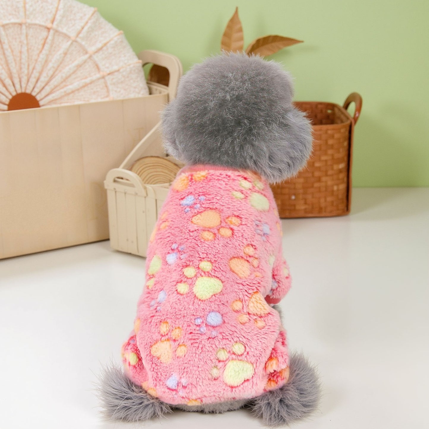 Dog Fuzzy Velvet Pajamas, Dog Winter Clothes for Small Dogs Boy Girl, Pet Jumpsuit, Doggy Apparel