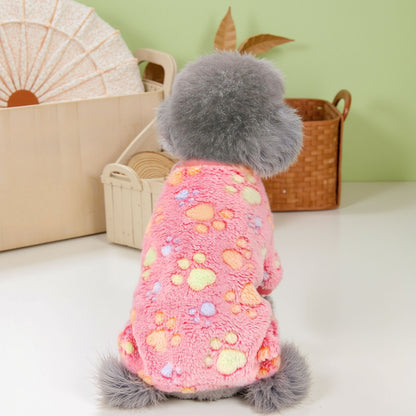 Dog Fuzzy Velvet Pajamas, Dog Winter Clothes for Small Dogs Boy Girl, Pet Jumpsuit, Doggy Apparel