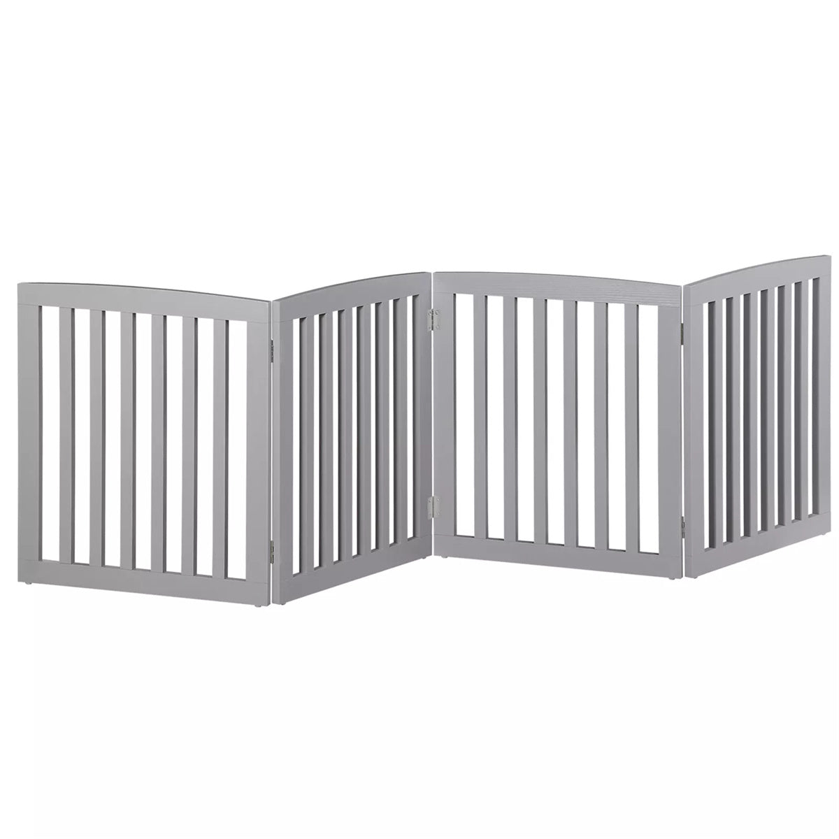 24" Folding Freestanding Wood Pet Dog 4 Panel Safety Gate - Grey