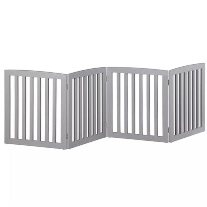 24" Folding Freestanding Wood Pet Dog 4 Panel Safety Gate - Grey