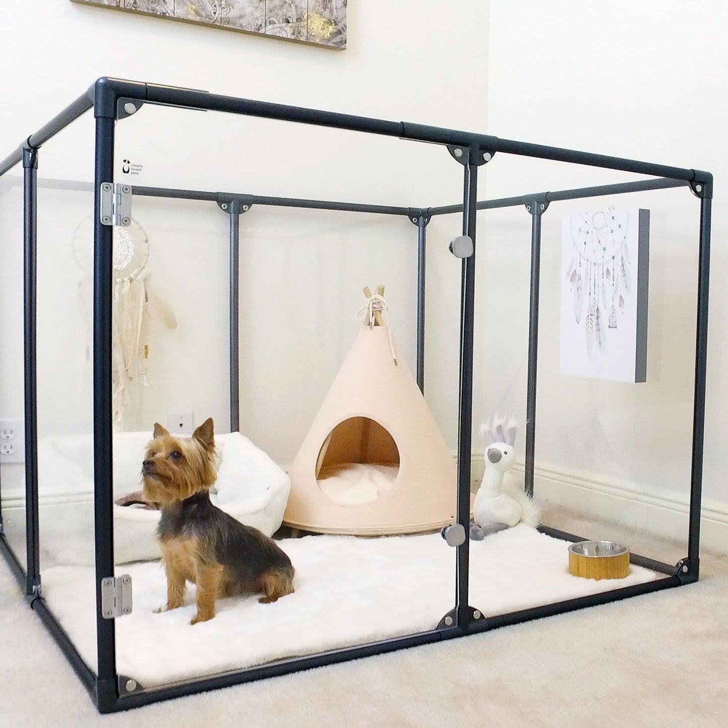 United States WAREHOUSE 7 DAYS to DOOR Metal and Glass Puppy Whelp Ing Box Large Aluminum Dog Elevated Whelp Ing Box with Fence