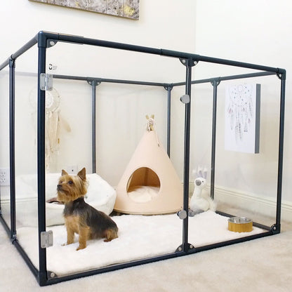 United States WAREHOUSE 7 DAYS to DOOR Metal and Glass Puppy Whelp Ing Box Large Aluminum Dog Elevated Whelp Ing Box with Fence