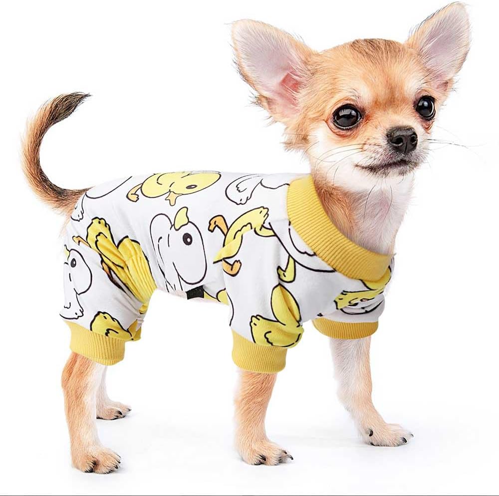 Dog Jumpsuit Cute Cartoon Animal Print Velvet Puppy Warm Clothes