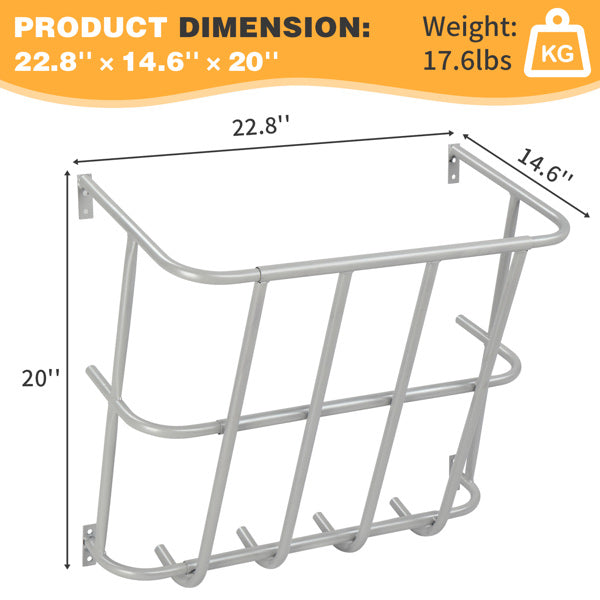 Large Capacity Hay Feeder, Heavy-Duty Steel Goat Hay Rack, 22.8" Long Wall Mounted Horse Hay Holder