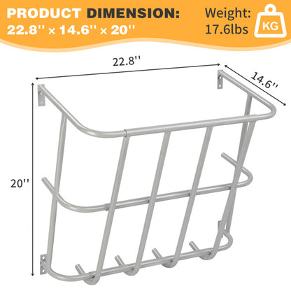 Large Capacity Hay Feeder, Heavy-Duty Steel Goat Hay Rack, 22.8" Long Wall Mounted Horse Hay Holder