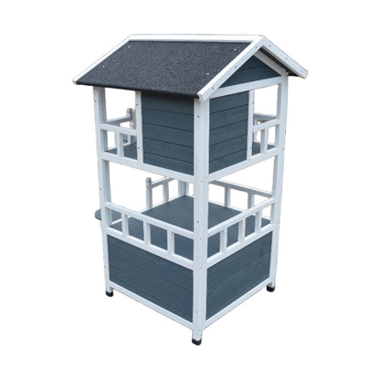 Wooden Outside Cat Shelter Weatherproof Large Outdoor Cat House with Escape Door
