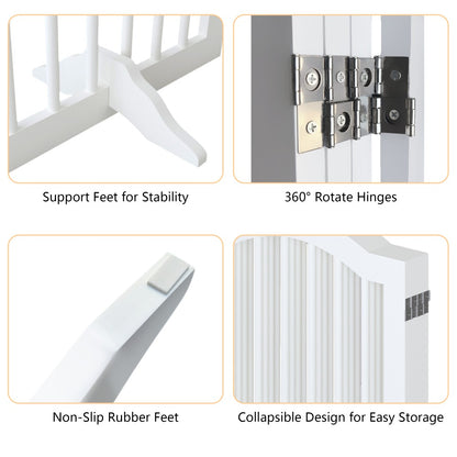 27.6" Height Tall Freestanding Pet Gate,with 2 pcs Support Feet Ideal for Stairs, Doorways, Halls, Kitchens, Heavy Duty Gat