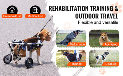 2 Wheels Dog Wheelchair for Back Legs, Pet Wheelchair Lightweight & Adjustable Assisting in Healing, Dog Cart/Wheelchair