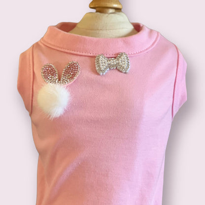 TD Classic Style XS-XL Fuzzy Easter Bunny Dog T-Shirt/Coverall Winter/Summer Polyester Cloth Pet Accessory