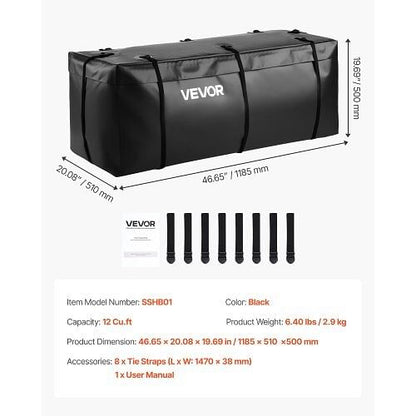 W2B Waterproof Hitch Cargo Carrier Bag 46.65 X 20.08 X 19.69 in (12 Cubic Feet) Pet Carriers