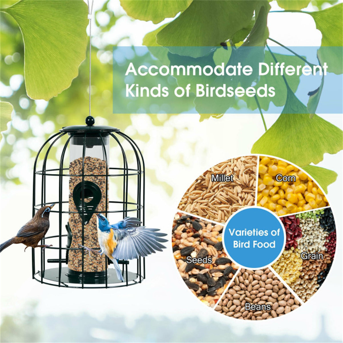 Durable Stainless Steel Green Wild Bird Feeder Long-Lasting and Weatherproof