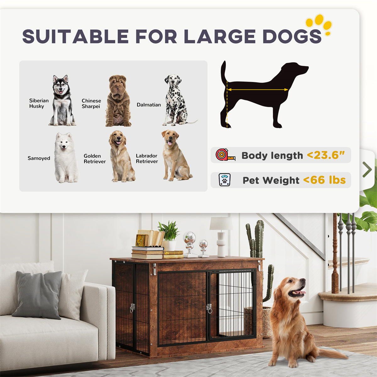 Wooden Dog Crate Durable and Stylish Dog Cage for Comfortable Living
