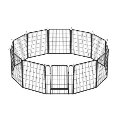 12 Panels Heavy Duty Metal Playpen with Door,31.7"H Dog Fence Pet Exercise Pen for Outdoor