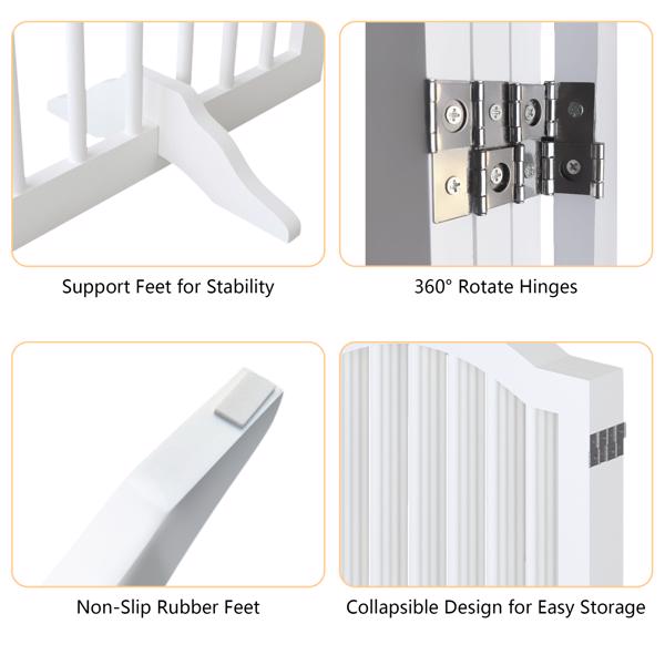 27.6" Height Tall Freestanding Pet Gate,with 2 pcs Support Feet Ideal for Stairs, Doorways, Halls, Kitchens, Heavy Duty Gat