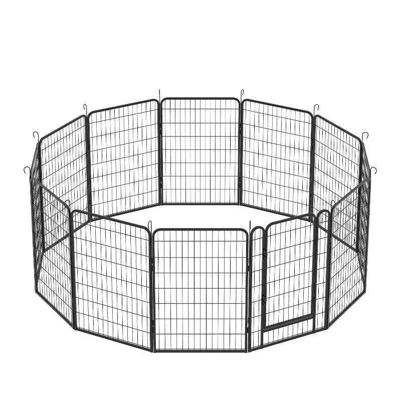 12 Panels Heavy Duty Metal Playpen with Door,39.37"H Dog Fence Pet Exercise Pen for Outdoor