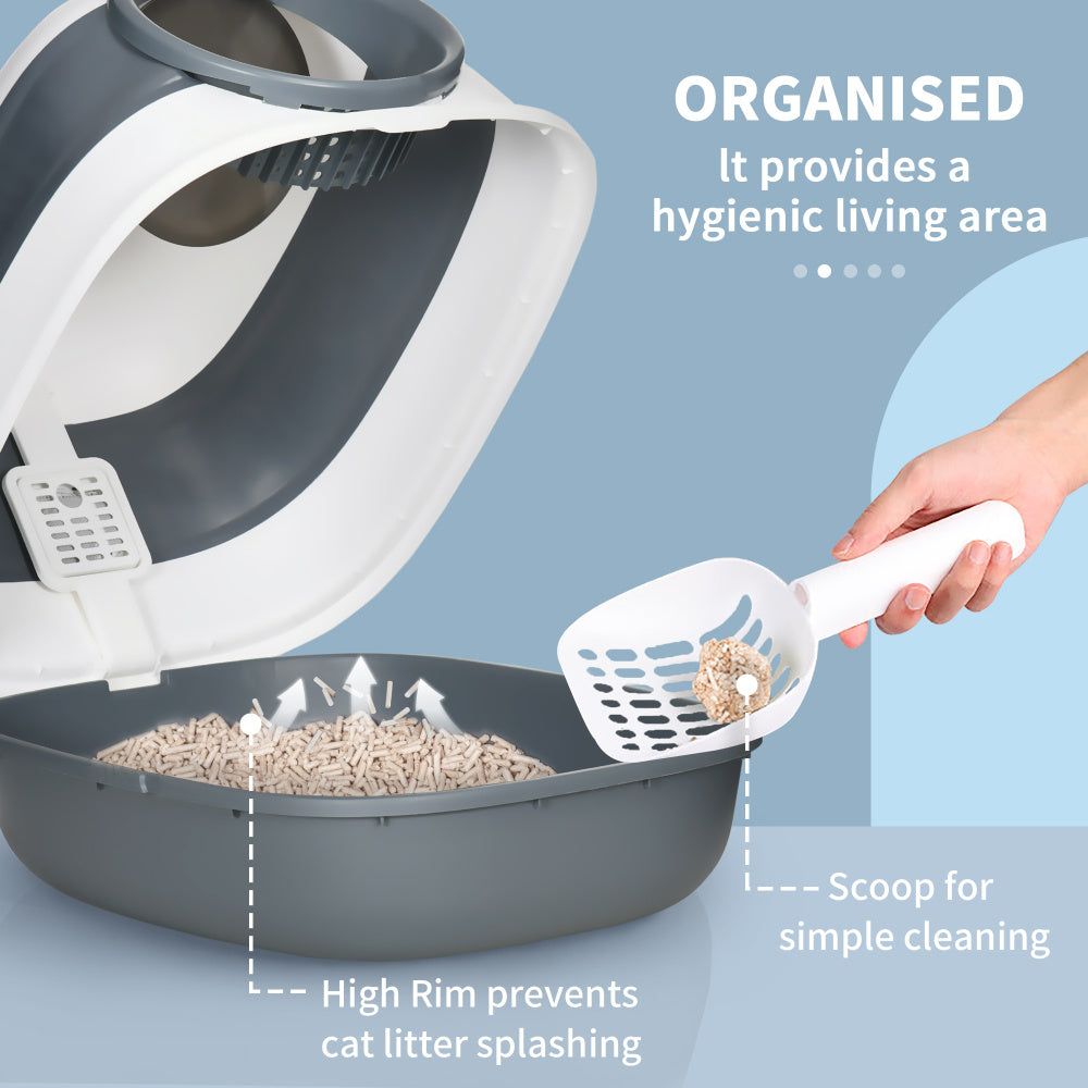 Cat Litter Box with Lid, Covered Litter Box w/ High Sides, Air Freshener, Large Two-Way Entrance Kitty Litter Box