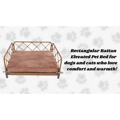 Wicker Pet Bed Rattan Dog Sofa Bed Outdoor Indoor Water Resistant
