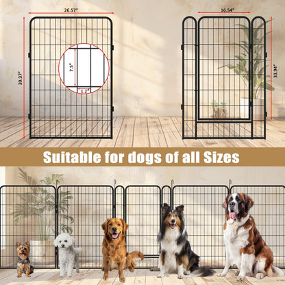 8 Panels Heavy Duty Metal Playpen with Door,39.37"H Dog Fence Pet Exercise Pen for Outdoor, Indoor