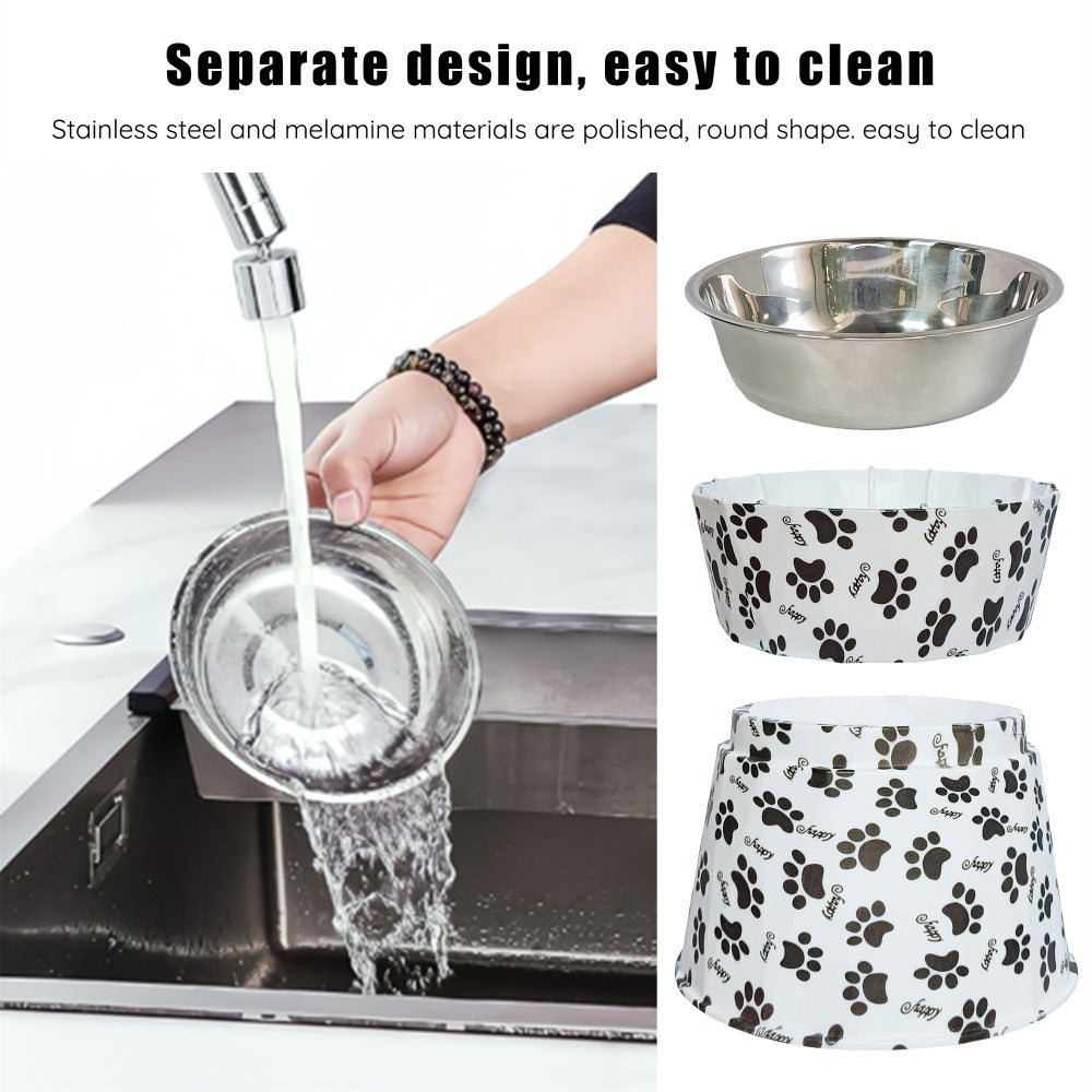 6" Anti-Vomiting Stainless Steel Pet Bowl for Small and Medium Dogs and Cats - Non-slip, Modern Design with Spine Protection