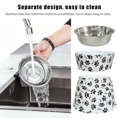 6" Anti-Vomiting Stainless Steel Pet Bowl for Small and Medium Dogs and Cats - Non-slip, Modern Design with Spine Protection