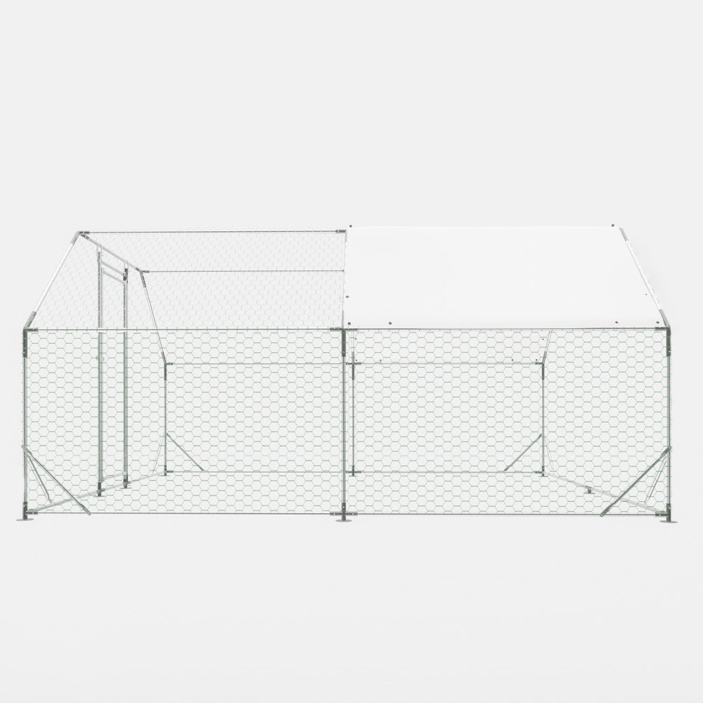 10 ft. x 13 ft. Galvanized Large Metal Walk in Chicken Coop Cage Farm Poultry Run Hutch Hen House