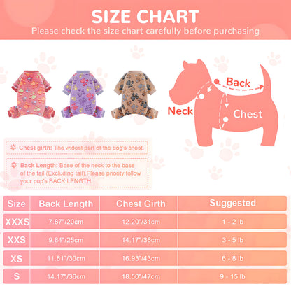 Dog Fuzzy Velvet Pajamas, Dog Winter Clothes for Small Dogs Boy Girl, Pet Jumpsuit, Doggy Apparel