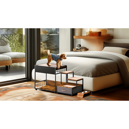 Pet Step Window Perch,Bunk Beds Window Perch for Dogs Bedside Lounge Elevated Dog Bed Multi-Level Platform with Sponge