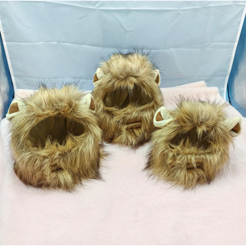 Lion Head Costume for Cats and Small Dogs with Soft Comfortable Material and Adjustable Fit for Winter Pet Apparel