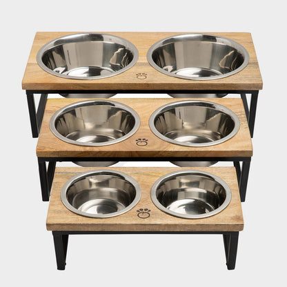 TD GF Stainless Steel Wood & Metal Elevated Feeder for Outdoor Use with Chickens Cats Pigeons Rabbits Other Animals for Travel