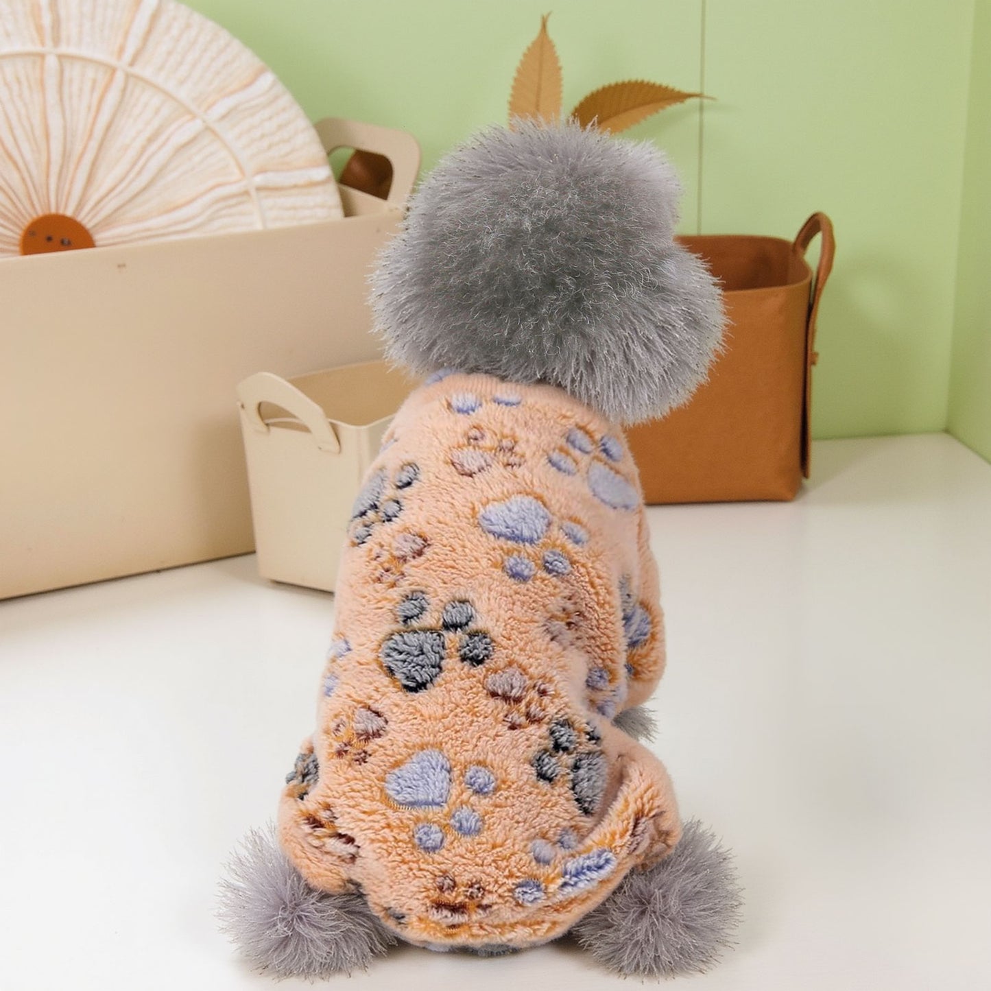Dog Fuzzy Velvet Pajamas, Dog Winter Clothes for Small Dogs Boy Girl, Pet Jumpsuit, Doggy Apparel