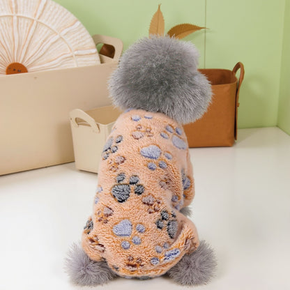 Dog Fuzzy Velvet Pajamas, Dog Winter Clothes for Small Dogs Boy Girl, Pet Jumpsuit, Doggy Apparel