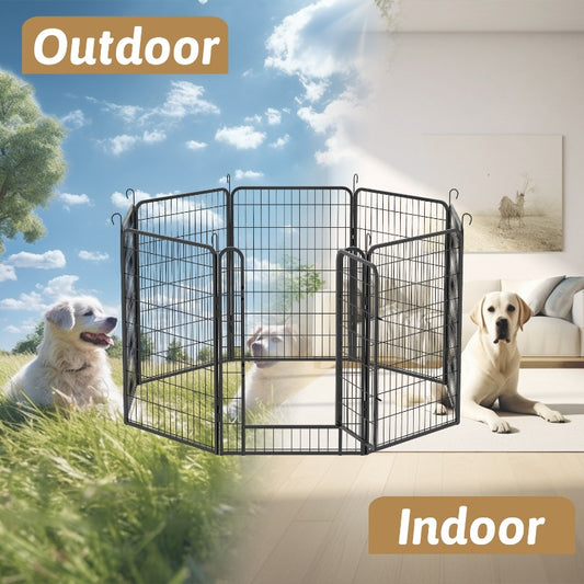 8 Panels Heavy Duty Metal Playpen with Door,39.37"H Dog Fence Pet Exercise Pen for Outdoor, Indoor