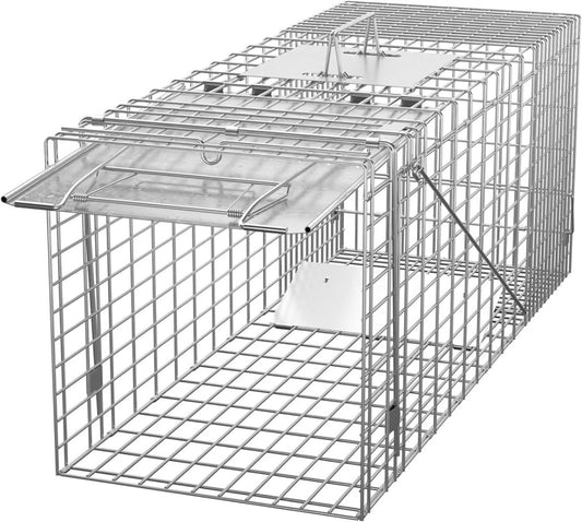 32" Live Animal Cage Trap Heavy Duty Steel Catch Humane Rodent Cage w/Iron Door