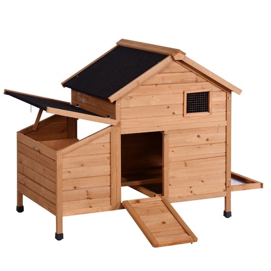 Easy Cleaning Wooden Poultry Hutch Rabbit Cage Waterproof Chicken Coop Hen House with Nesting Box for Yard