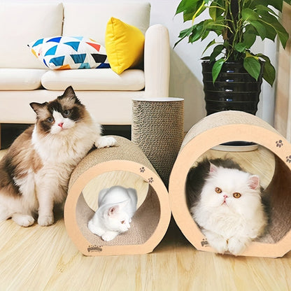 3 in 1 cat Tunnel Bed, 3 Sizes cat Scratching Board Bed, Corrugated cat Scratching Board, Hide and Play DIY cat Wheel
