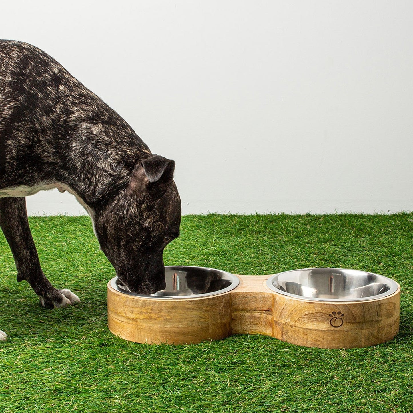 TD GF Double Diner Pet Wood & Metal Feeder for Outdoor Use Cat & Dog Bowl for Food & Water Animal Feeders