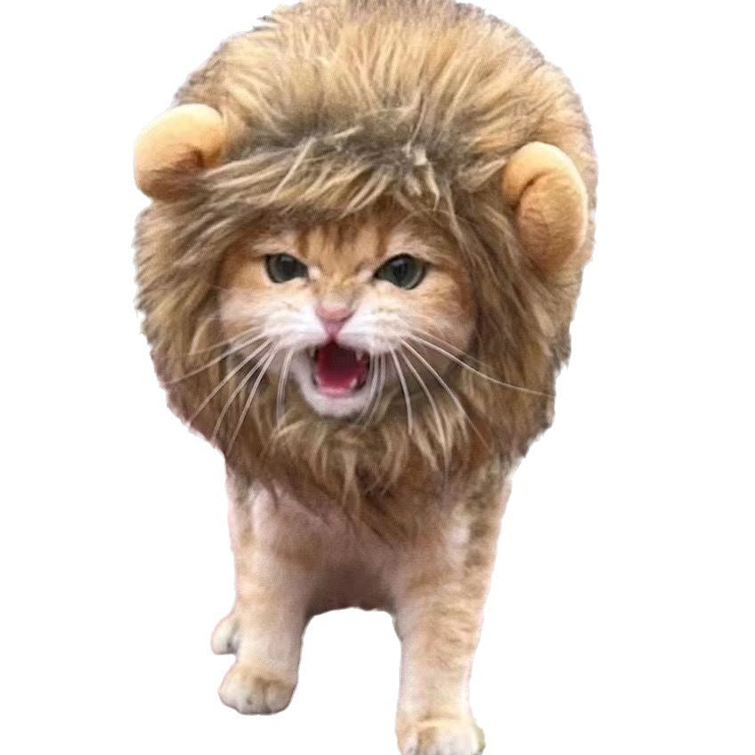 Lion Head Costume for Cats and Small Dogs with Soft Comfortable Material and Adjustable Fit for Winter Pet Apparel