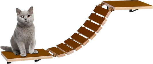 Wooden Non- Slip Cat Wall Steps - Handcrafted Cat Wall Climber, Wall Mounted Cat Perch Cat Bridge Ladder, Cat Tree Shelf Cat Post Cat Hammock Bed