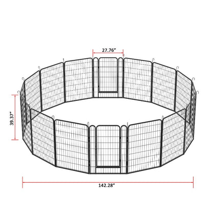 16 Panels Heavy Duty Metal Playpen with Door,39.37"H Dog Fence Pet Exercise Pen for Outdoor
