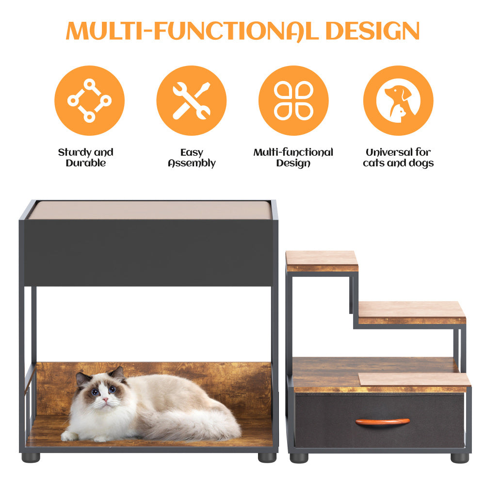 Pet Step Window Perch,Bunk Beds Window Perch for Dogs Bedside Lounge Elevated Dog Bed Multi-Level Platform with Sponge