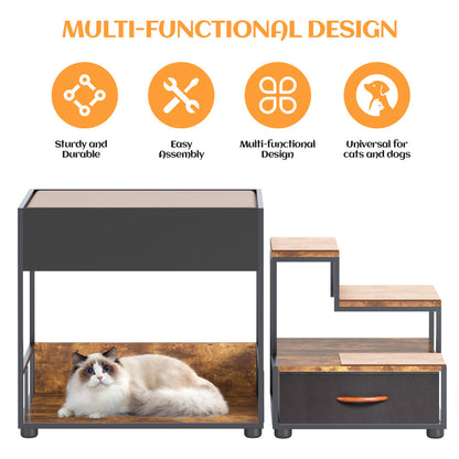 Pet Step Window Perch,Bunk Beds Window Perch for Dogs Bedside Lounge Elevated Dog Bed Multi-Level Platform with Sponge