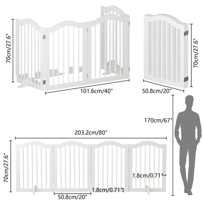 27.6" Height Tall Freestanding Pet Gate,with 2 pcs Support Feet Ideal for Stairs, Doorways, Halls, Kitchens, Heavy Duty Gat