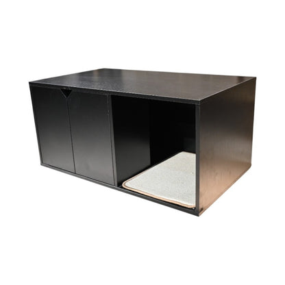35.83" Cat Litter Box Enclosure Hidden Furniture (Scratch Pad Included), Modern Black Cat House