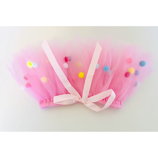 TD XS Pink Pom Pom Dog Tutu Skirt Cute Pet Clothes