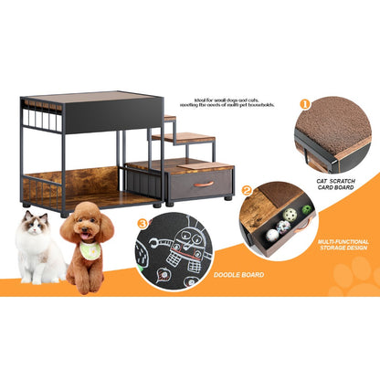 Pet Step Window Perch,Bunk Beds Window Perch for Dogs Bedside Lounge Elevated Dog Bed Multi-Level Platform with Sponge
