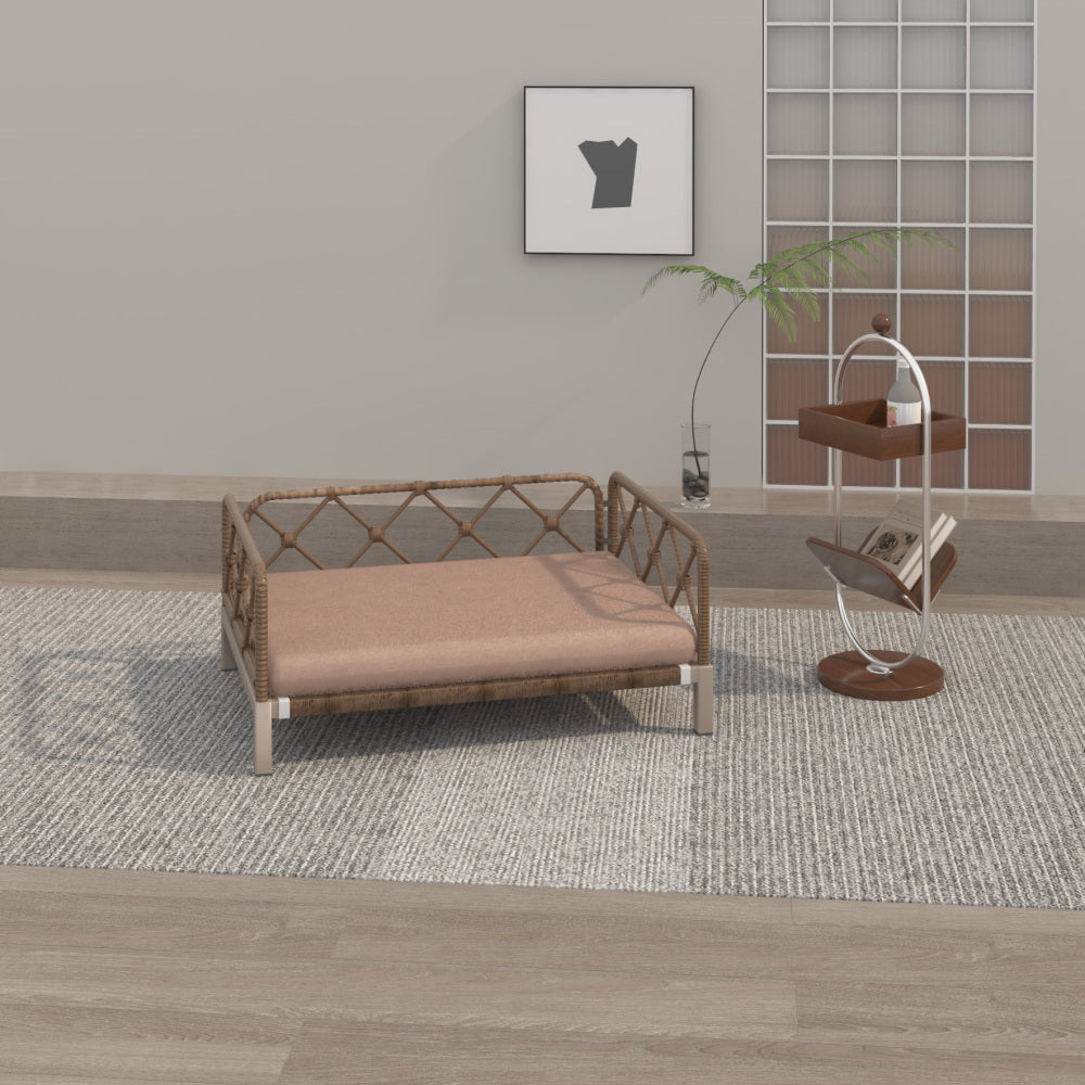 Wicker Pet Bed Rattan Dog Sofa Bed Outdoor Indoor Water Resistant
