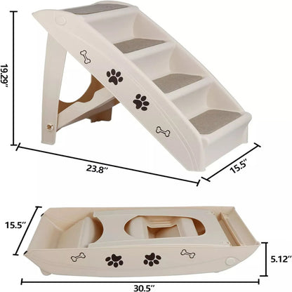 Foldable Dog Ramp Stairs Steps -Tan