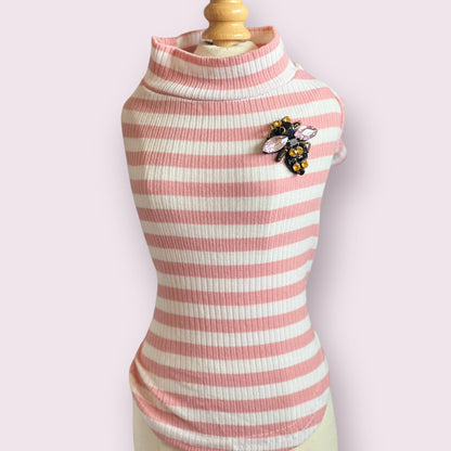 TD Dazzling Bee Stripe Turtleneck Dog Sweater Sustainable Pet Coat for Cats and Pets XS to XL Sizes Available Free Sample