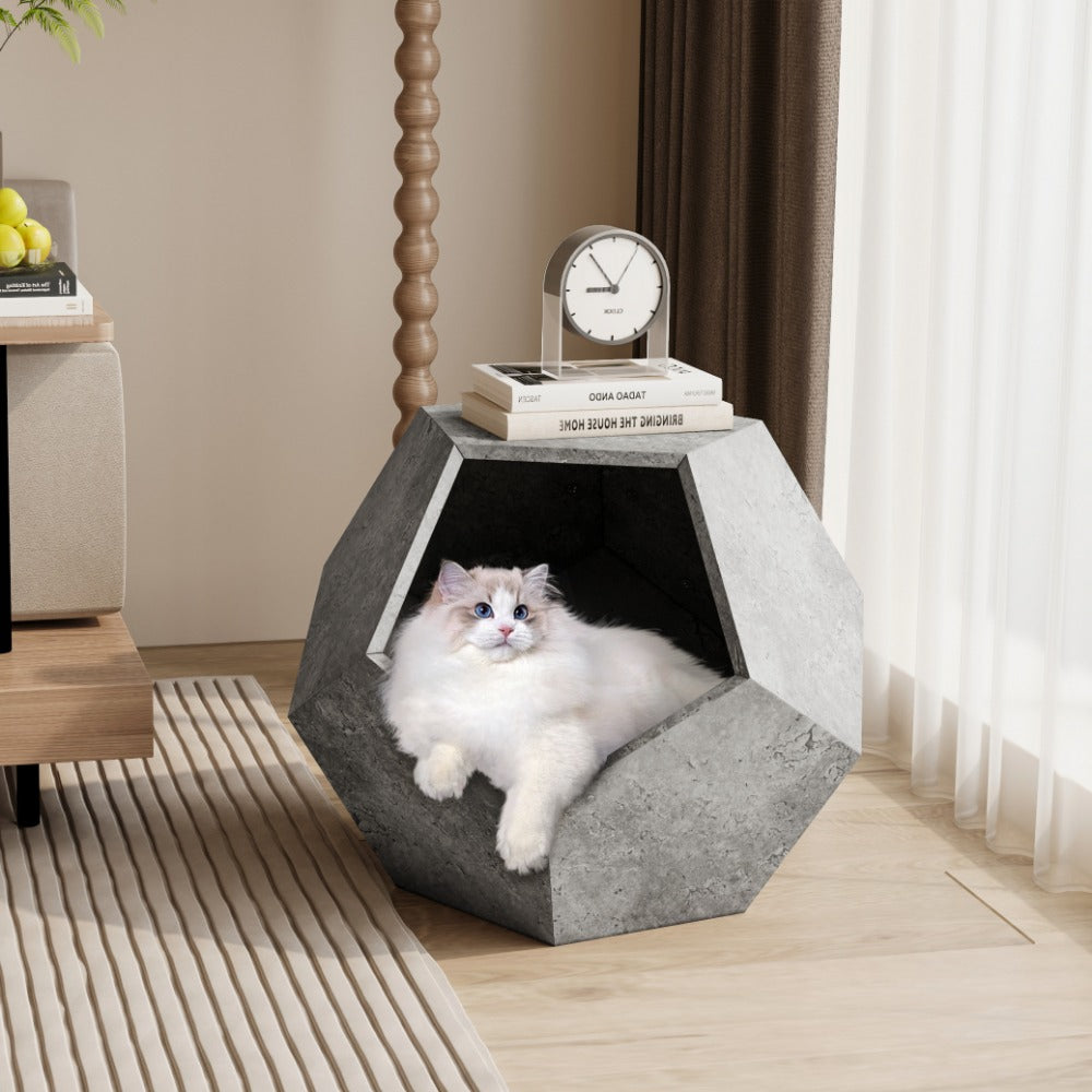 25.98"Modern Pet Furniture Cat Carrier  Side Table, Sofa Side Table, Planter MDF Multifunctional Furniture, Cement Gray