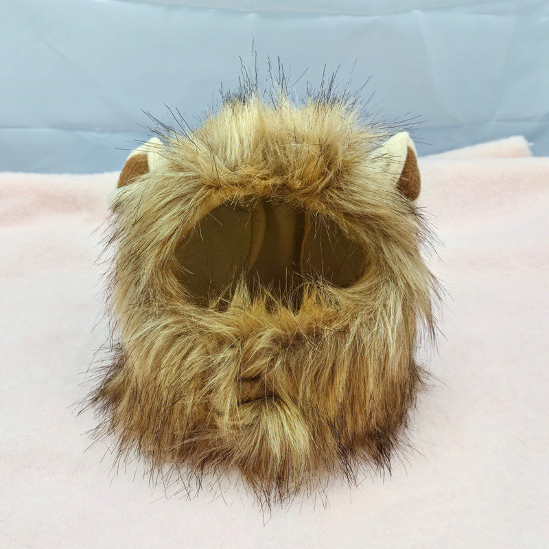 Lion Head Costume for Cats and Small Dogs with Soft Comfortable Material and Adjustable Fit for Winter Pet Apparel